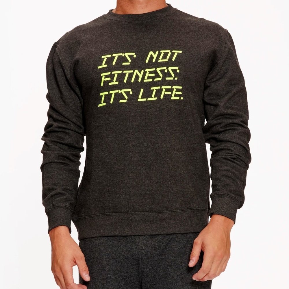 Men's Black Sweatshirt with Neon Yellow Print